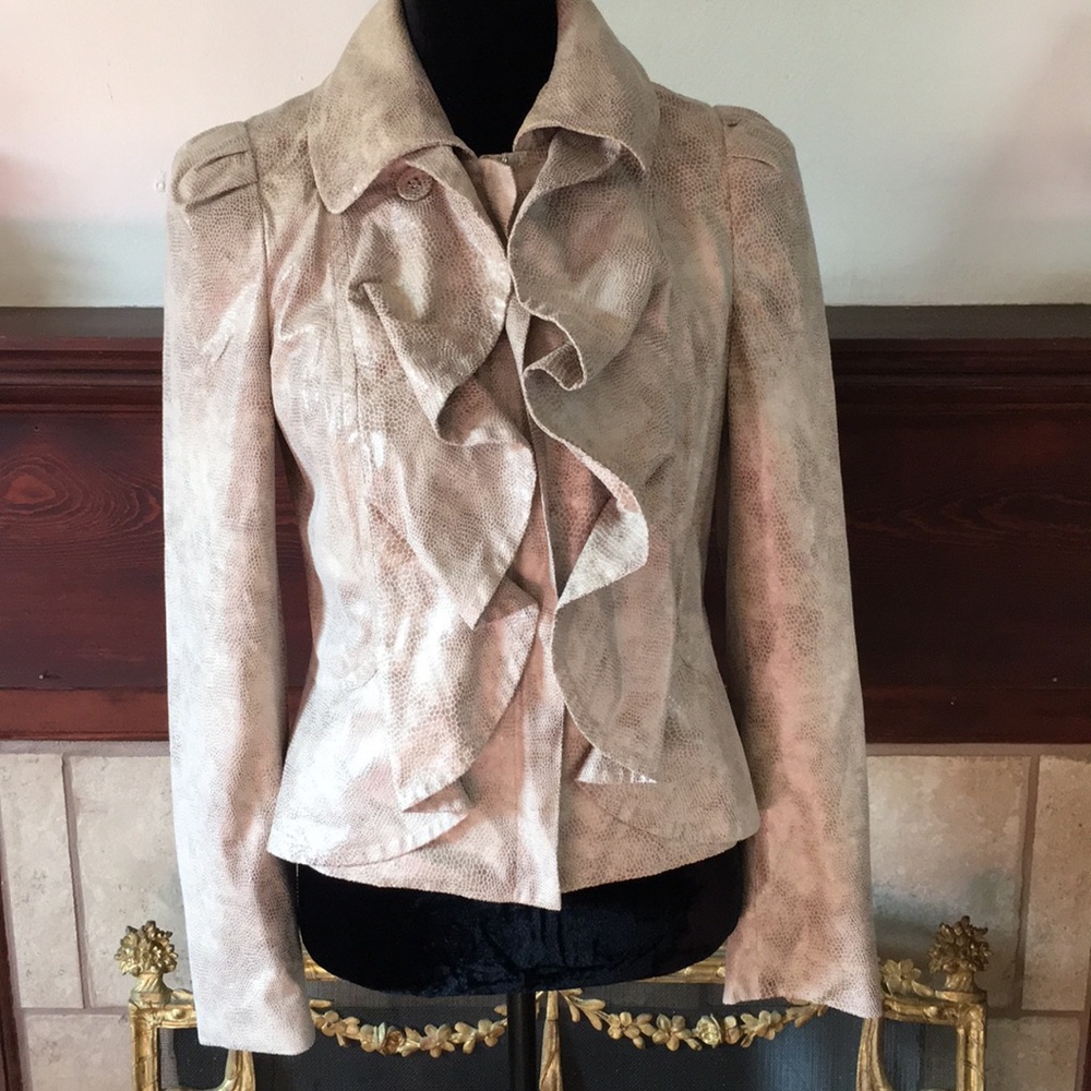 🦊 INC Ruffle Snakeskin Look Blazer Jacket